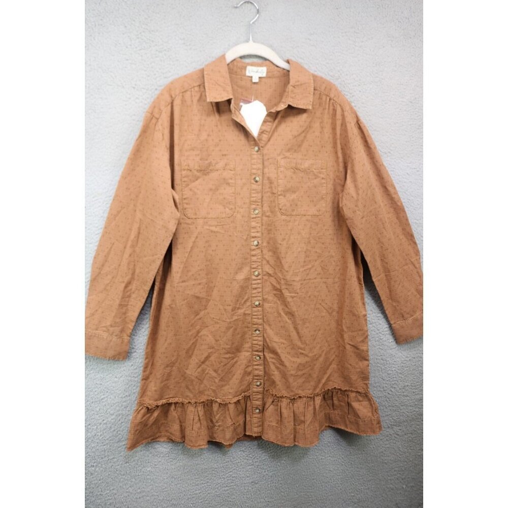 Wonderly Long Sleeve Button-Up Shirt Dress-Medium-New w/Tags